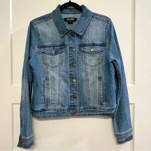 JOU JOU Premium Outerwear Blue Denim Jean Button Up Jacket with Pockets